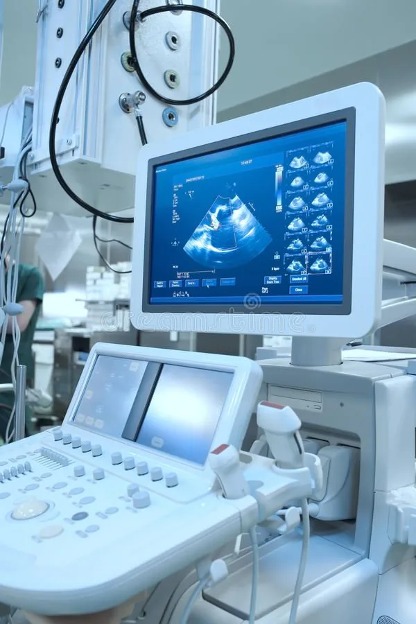 Ultrasound machine and monitor in the diagnostic room